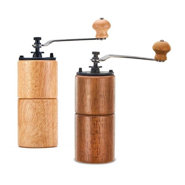 

manual coffee grinders bean grinder wooden mill cast iron burr large capacity adjustable for travel home office drop