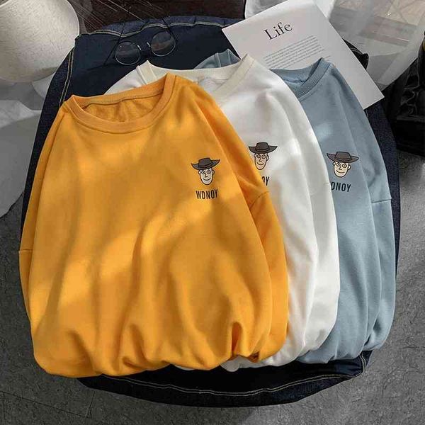 

men's autumn men's casual fashion loose round neck pullover youth wear, Black