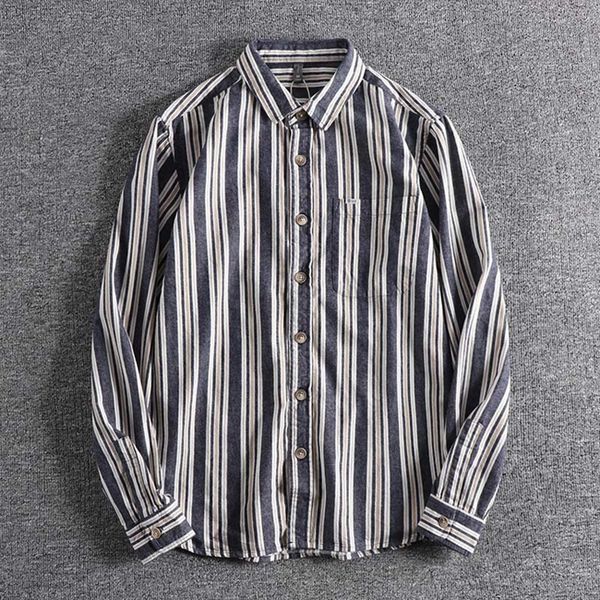 

2021 new arrival japanese stripe trend casual foreign trade men's spring and autumn long sleeve shirt 979 wagw, White;black