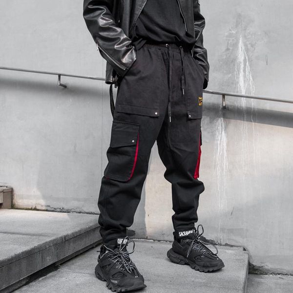 

men's pants 2021 darkly style fashion patchwork pencil mens cargo sweatpants joggers trousers male black