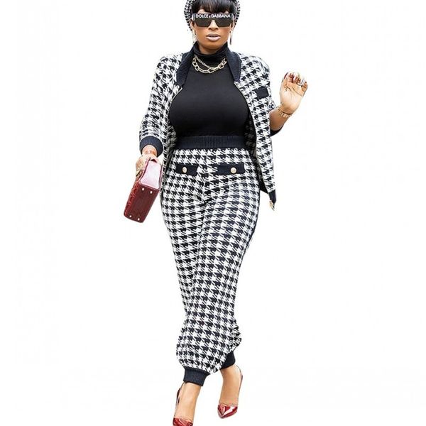 

chess two-piece printing defines women cardigan coats and outfits spring pants elegant new fall lady of office 2 piece suit 2021 gi3w, Gray