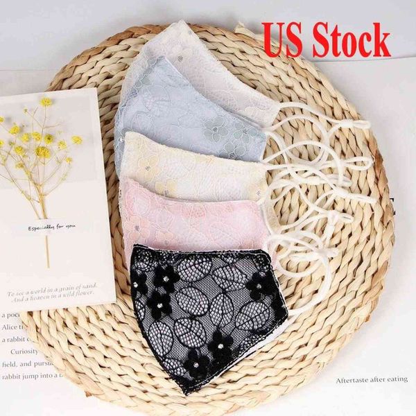 

us stock, fashion designer masks lace cotton breathable thin face mouth outdoor dustproof cycling summer sun proof fy0056