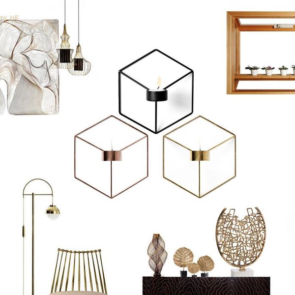 

modern creative geometric candlestick wall candle holder sconce tealight