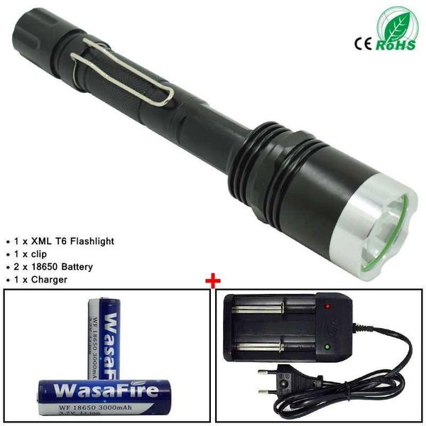 

powerful xm-l t6 1000lm led x8 rechargeable torch 5 modes portable waterproof lantern with 18650 battery+charger flashlights torc torches