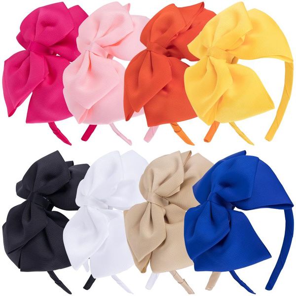 

hair accessories xima 8pcs/lot children 6inch double ribbon bows headbands girls large hairbands for kids, Slivery;white