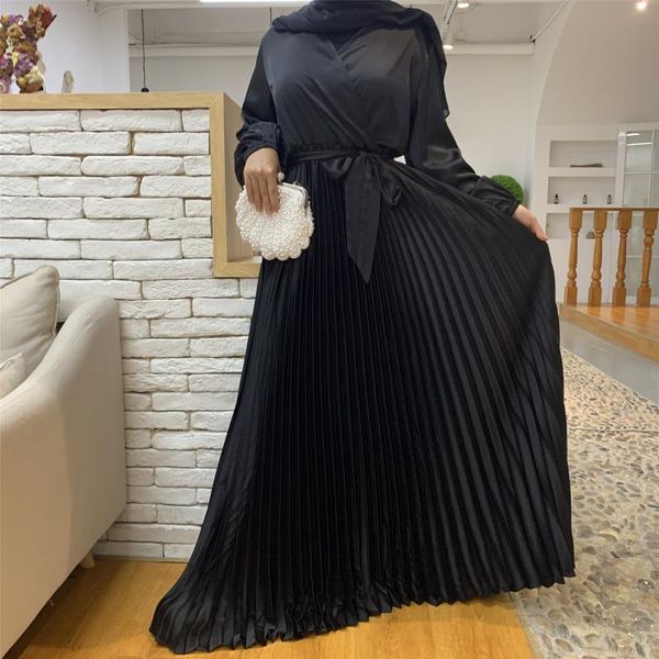 

casual dresses 2021 elegant and fashionable muslim women arab dubai dress islamic turkish women's pleated, Black;gray
