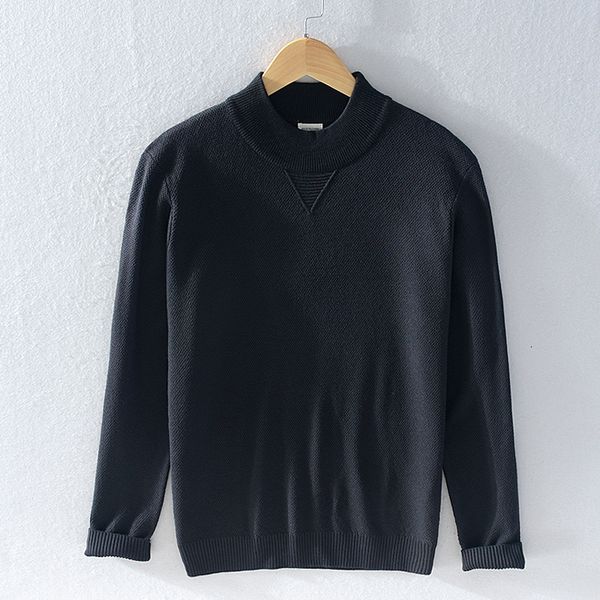 

2021 new style autumn and winter stand collar brand long-sleeved thick sweaters for men slim knitted sweater mens svetr uy5d, White;black
