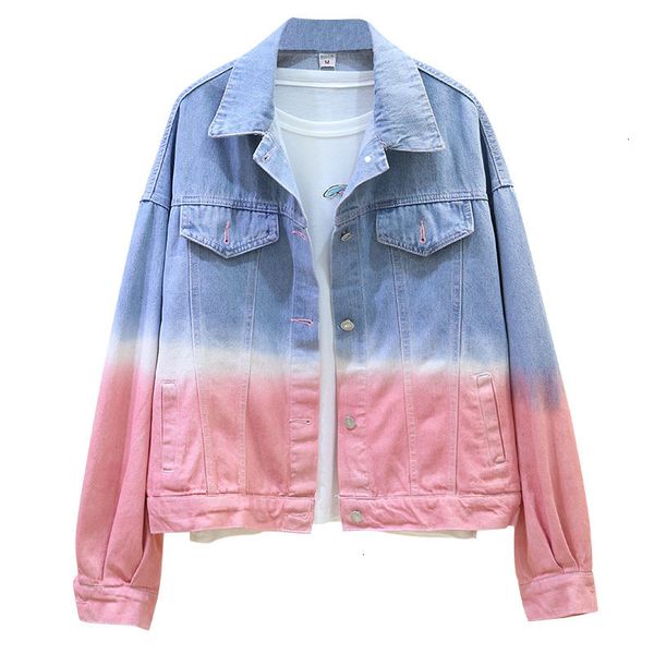 

women's jackets dancing wings boyfriend style gradient color long sleeve woman denim coat loose b228, Black;brown