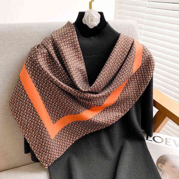 

scarves keep simple, light and luxurious orange tone, close your ey into profsional 90 twill silk scarf shawl female, Blue;gray