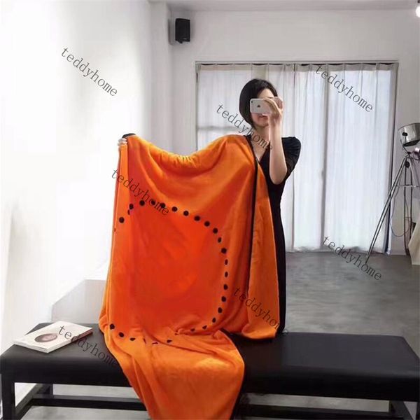 

orange jacquard blankets soft wool carpet all season outdoor portable blanket bedroom bedsheet anti pilling copertura289v