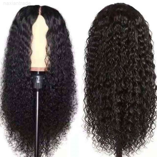 

2021 feminine long curly hair new wig headcover, Black