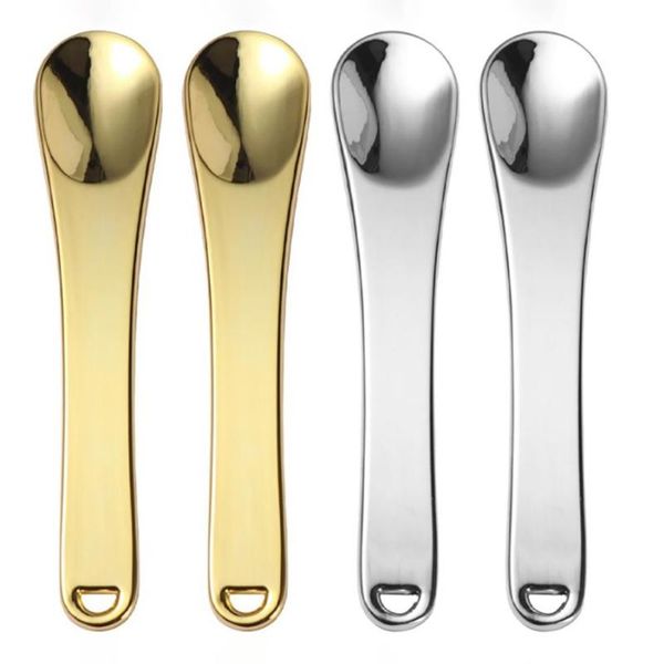 

eyebrow tools & stencils 4pcs metal zinc mini cosmetic spatula curved scoop gold silver makeup mask cream spoon eye stick face body