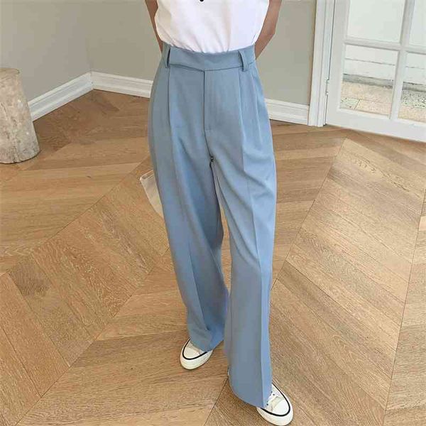 

women's pants & capris loose, thin, drape, straight-leg pants, high waist, long legs, mopping floor trousers, women's casual trou, Black;white