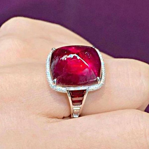 

wedding rings luxury silver plated ring princess cut red zircon cocktail party women's engagement jewelry proposal gifts, Slivery;golden