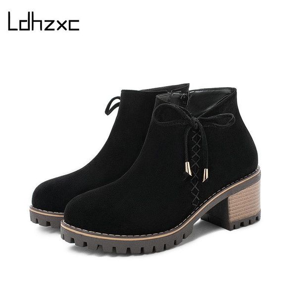 

boots ldhzxc pu leather zipper booties women high heels autumn platform ankle with zippers black punk quality big size