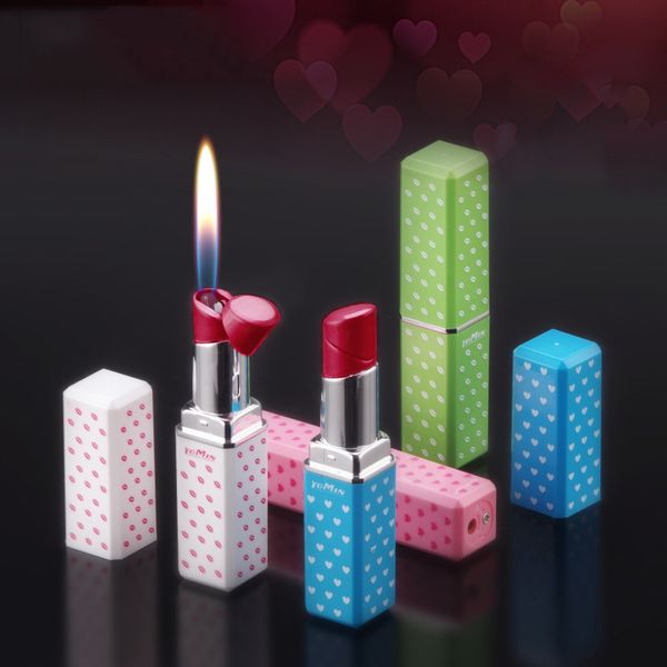 Creativo mini accendino a gas butano ricaricabile a forma di rossetto accendini per le donne bel regalo divertente accendino