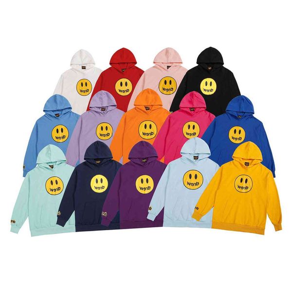 

drew smiling face autumn winter men's women's health cloth gentle wind justin bieber same high street couple fog brand, Black