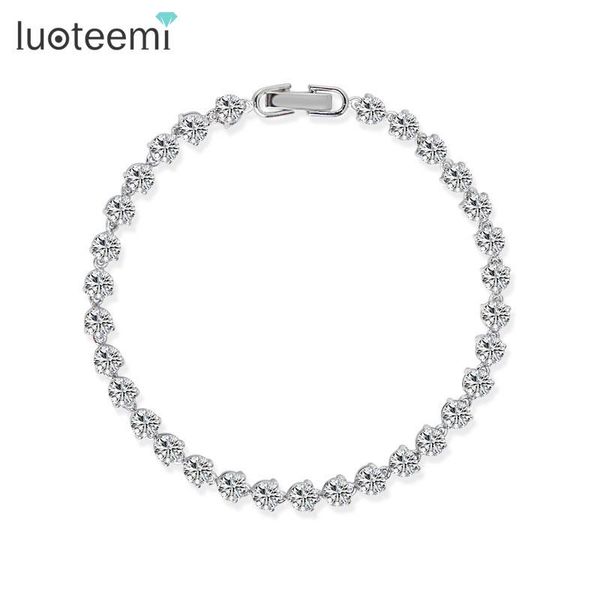 

charm bracelets luoteemi brand jewelry 3prongs clear czstone & bangles luxury romantic women wedding bracelet accessories, Golden;silver