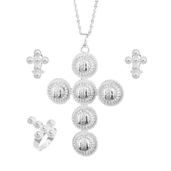 Collana con orecchini Set di gioielli tradizionali etiopi e set di Eritrea in oro etiopico per regalo di nozze Habesha da donna