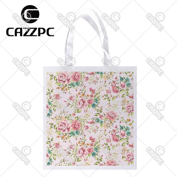 

shopping bags pink vintage flower rose shivering print individual lightweight polyester fabric reusable grocery bag pack of 4