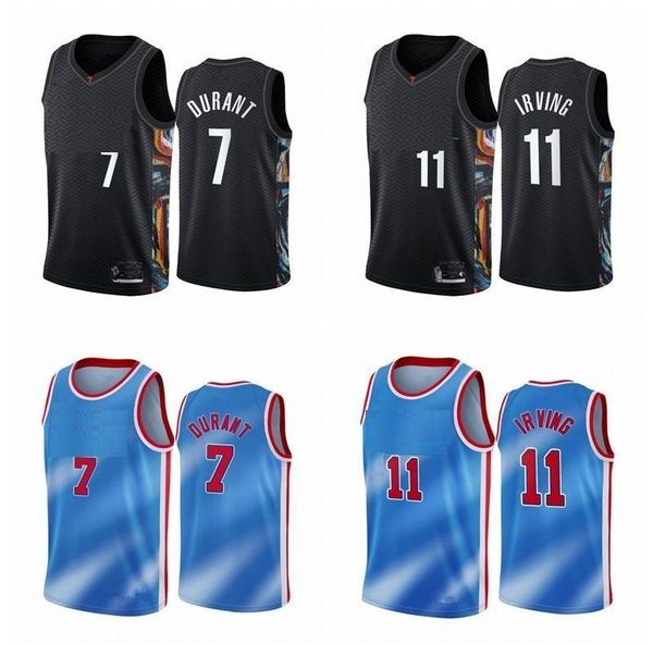 

men's 7 kevin durant jersey 11 kyrie irving 72 biggie black city honor basquiat basketball jersey 2021, Black;red