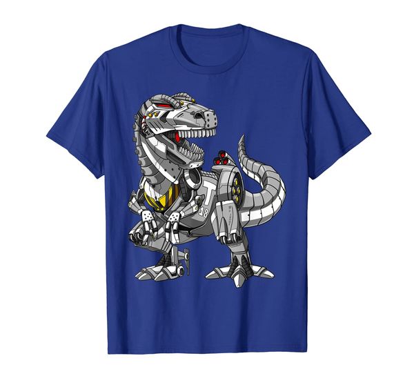 

t-rex dinosaur robot futuristic men boys kids t-shirt, White;black