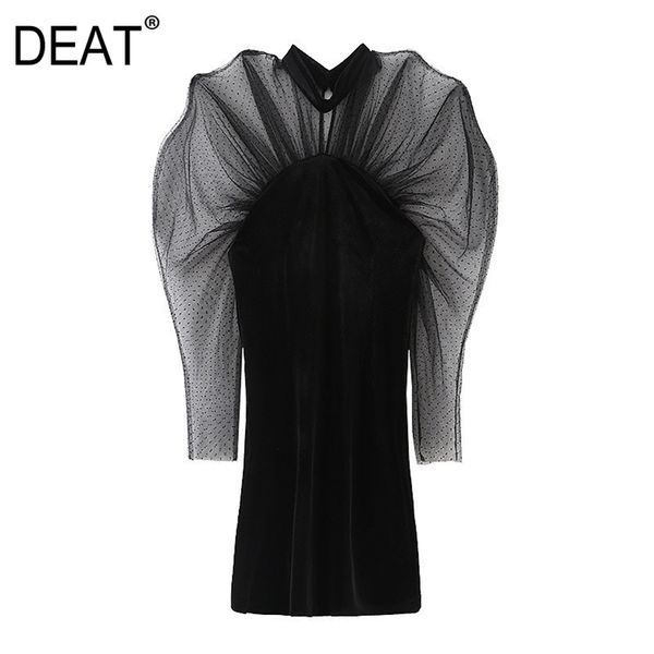 

[deat] fashion temperament women round neck high waist long sleeve solid color loose fit mini dress 13w156 210527, Black;gray