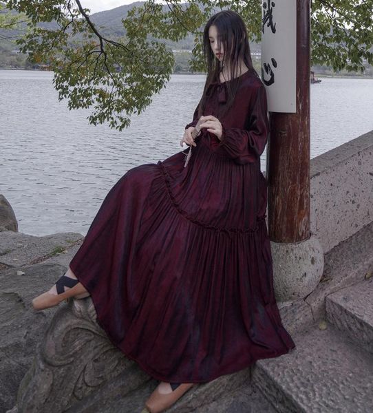 

casual dresses 2021 spring leijue dark night rose xiaonuan homemade fantasy dress, Black;gray
