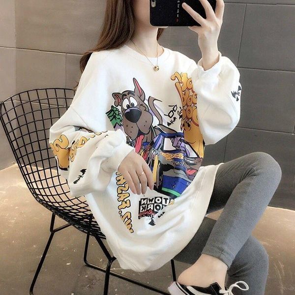 

cotton included] spring thin sweater female students long loose korean fashion ins jacket lazy wind jacket, White