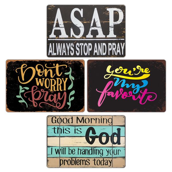 

2021 vintage christmas pray pin up tin sign living room home garage decoration plate poster hanging painting retro metal plaquesa