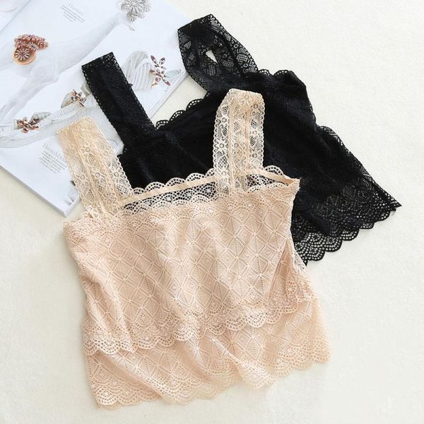 

camisoles & tanks lace underwear tube strap anti-glare bottoming shirt student camisole tank women summer, Black;white