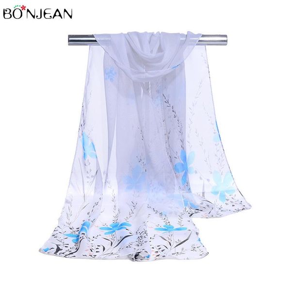 

scarves bonjean thin chiffon scarf summer sunscreen shawl flower lady high-grade luxury gift for women and girl white, Blue;gray