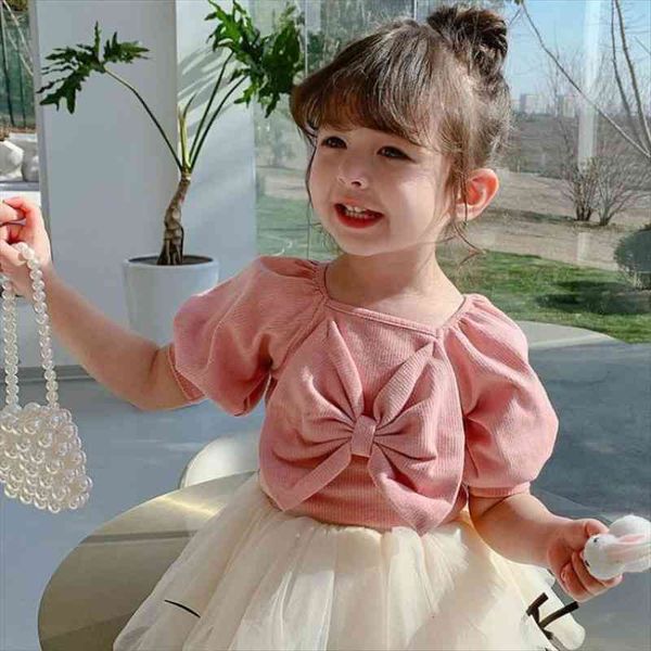 

girls short sleeve shirt bow cotton clothes summer baby t for girl children clothing fashion princess, Blue