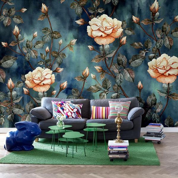 

wallpapers drop custom po wallpaper hand painted flower garden living room bedroom mural