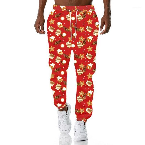 

men's pants cjlm 3d red christmas snowflake print sweatpants casual cartoon graffiti plus size custom trousers direct sales, Black