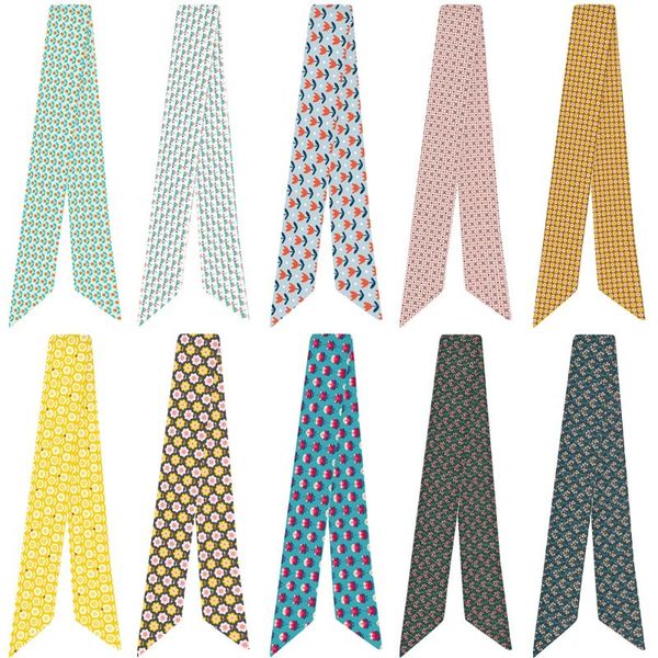 

scarves fashion scarf ribbons brand geometric floral print variety bag handle tie wrap silk small, Blue;gray