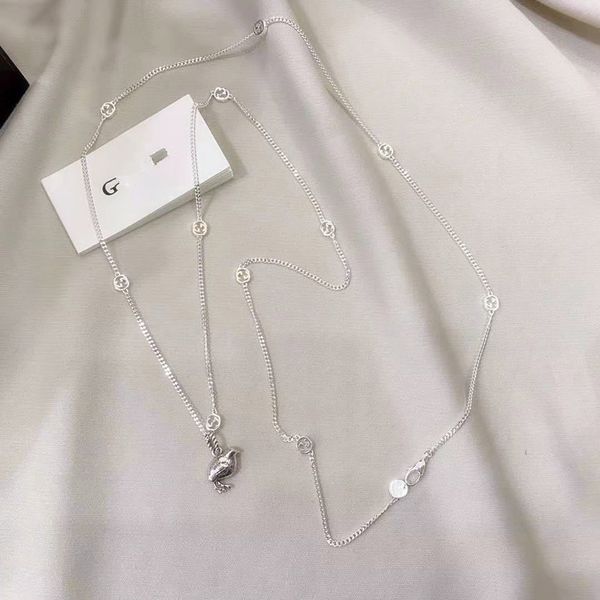 

new 925 silver make old couple chicken necklace cool wind sweater chain