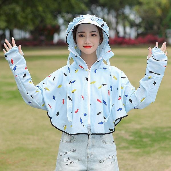 

wide brim hats summer women hooded sun protection clothing anti-ultraviolet sunscreen clothes for walking cycling shopping breathable, Blue;gray