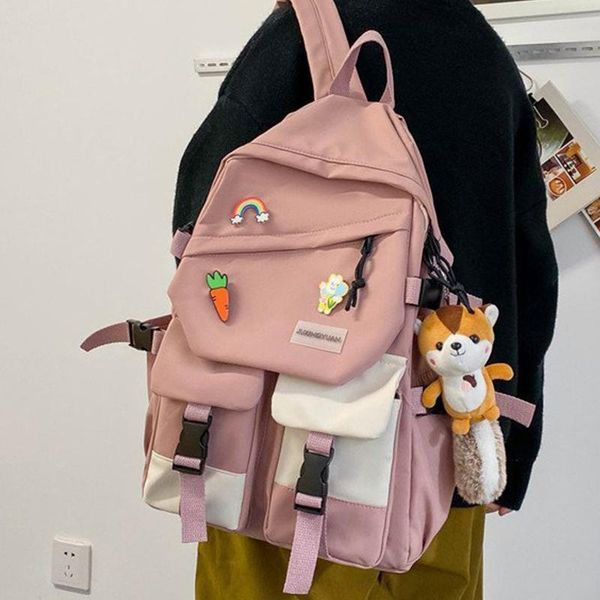 

backpack girl cute student kawaii corduroy college ladies school bag stripe female fashion women harajuku book 50