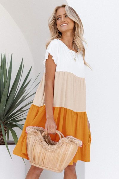 

maternity dresses summer sundress contrast color dress pregnant women beach wear vestidos loose premama clothes patchwork 2021 elegant, White