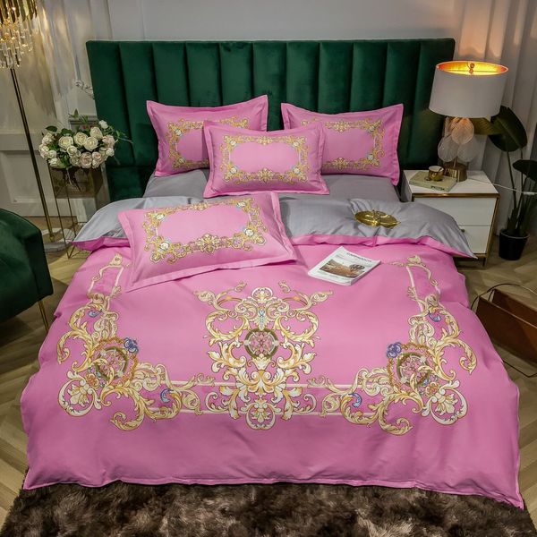 

pink designer bedding sets duvet cover printed gong cotton  size designer bedding 4 pcs set  bed comforters set cover