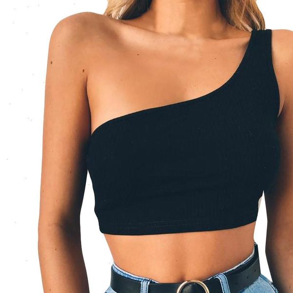 

2021 summer women sleeveless crop tank black solid crop vest tube debardeur femme lj amp 50, White