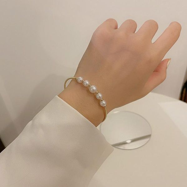 

bangle the baroque style fashion creative design geometry imitation pearl bracelet female temperament act role ofing is tasted, Black