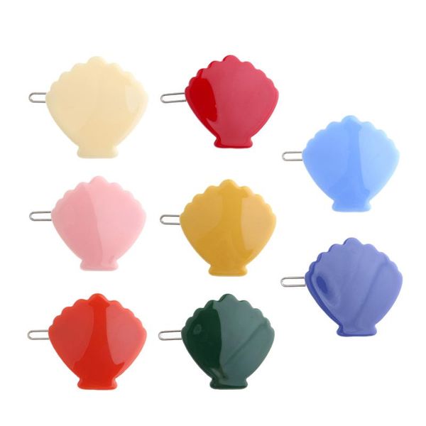 

5mm 2021 japan and south korea new candy colors sea shells frog clips lovely girl hairpin hair accessories, Slivery;white
