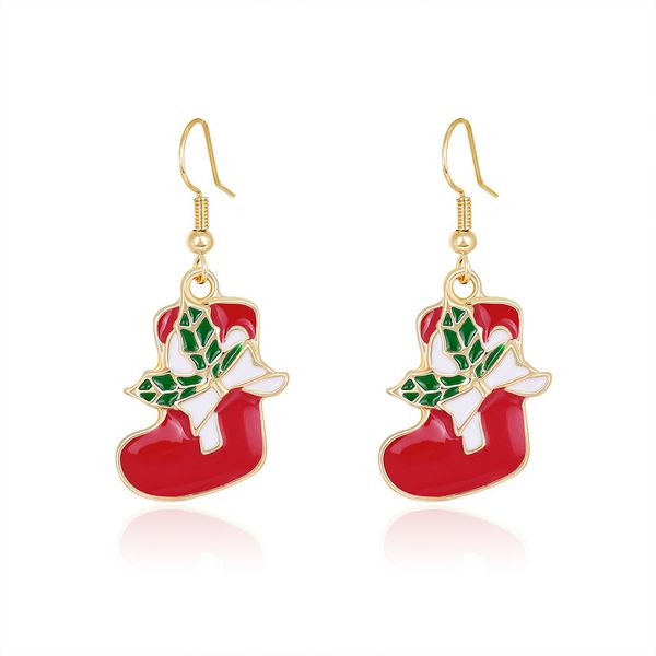 

factory popular series simple christmas socks alloy oil dripping snowflake earrings christmas