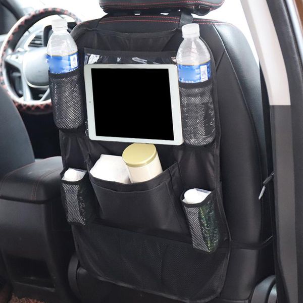 

car organizer multi pocket backseat bag with touch screen tablet phone holder automotive seat back hanging pouch