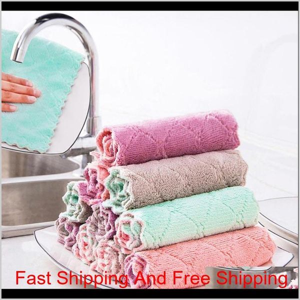 

thick coral velvet dish cloth clean cloth reusable scrub wash cloths home kitchen cleaning cloths qylyxm pthome