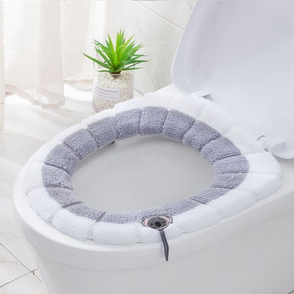 

toilet seat covers bathroom warmer washable soft pad closestool cover lid mat cushion knitting o-shape home decor