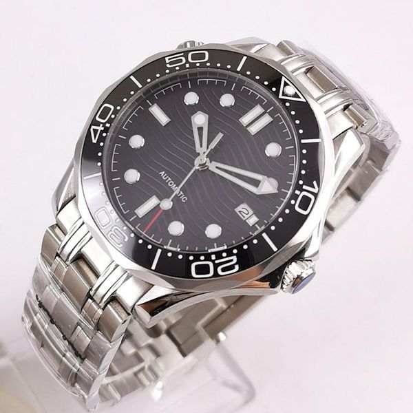 

wristwatches 14mm brand men wristwatch minzghu 2813miyota 8215 sapphire glass automatic movement mental band black dial, Slivery;brown
