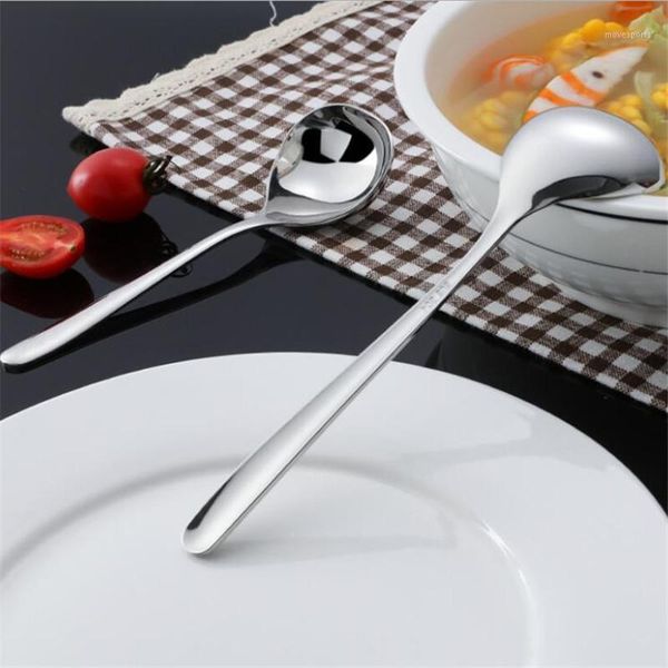 

spoons 304 stainless steel with long handle korean soup spoon dinner rice/salad tableware1